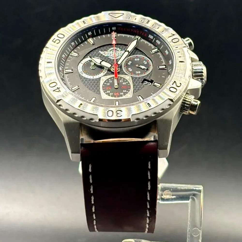 Zentler Freres Rodan ZF-15067 Swiss Chronograph Sapphire Leather 45mm Watch